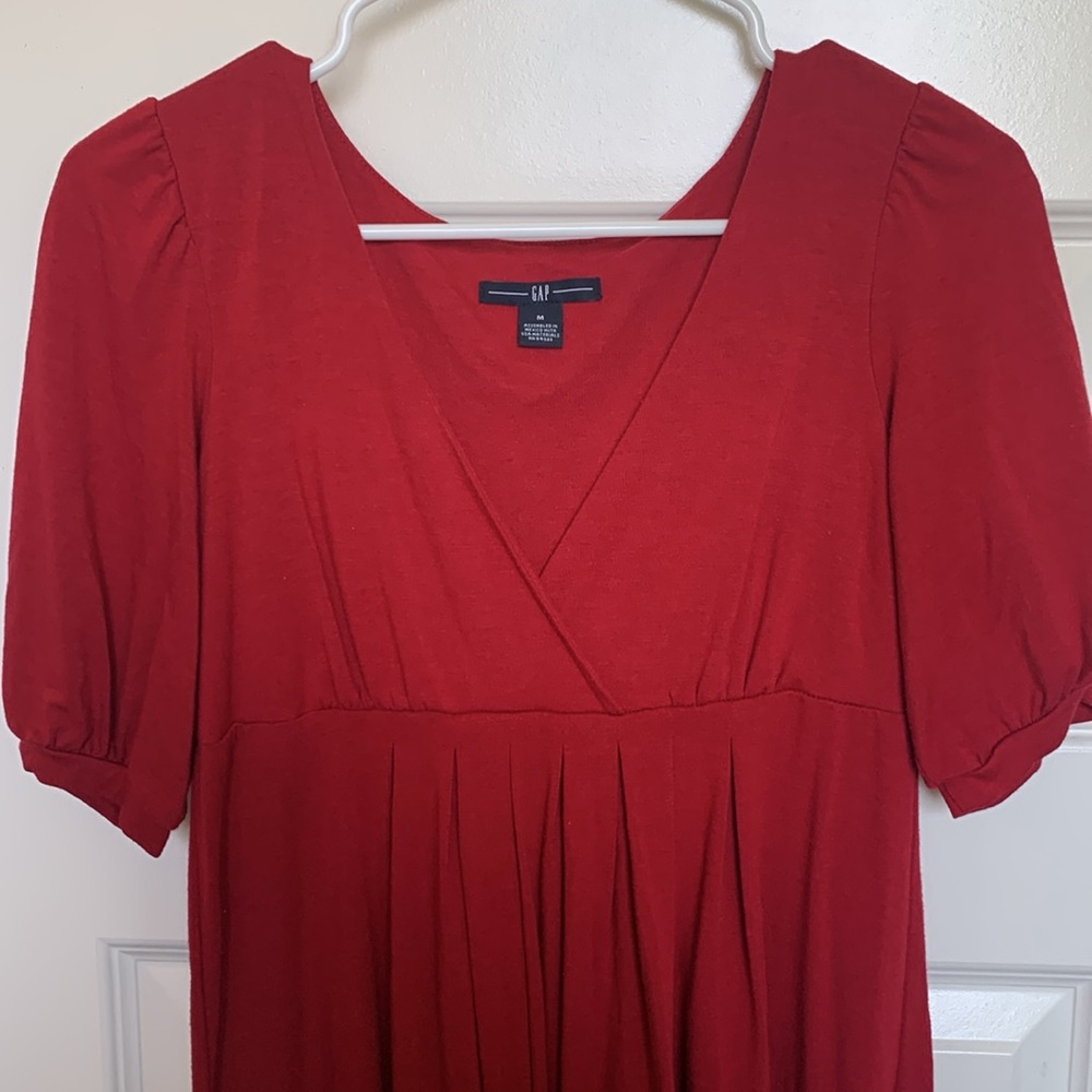 GAP Red Midi Sundress with Puff Sleeves